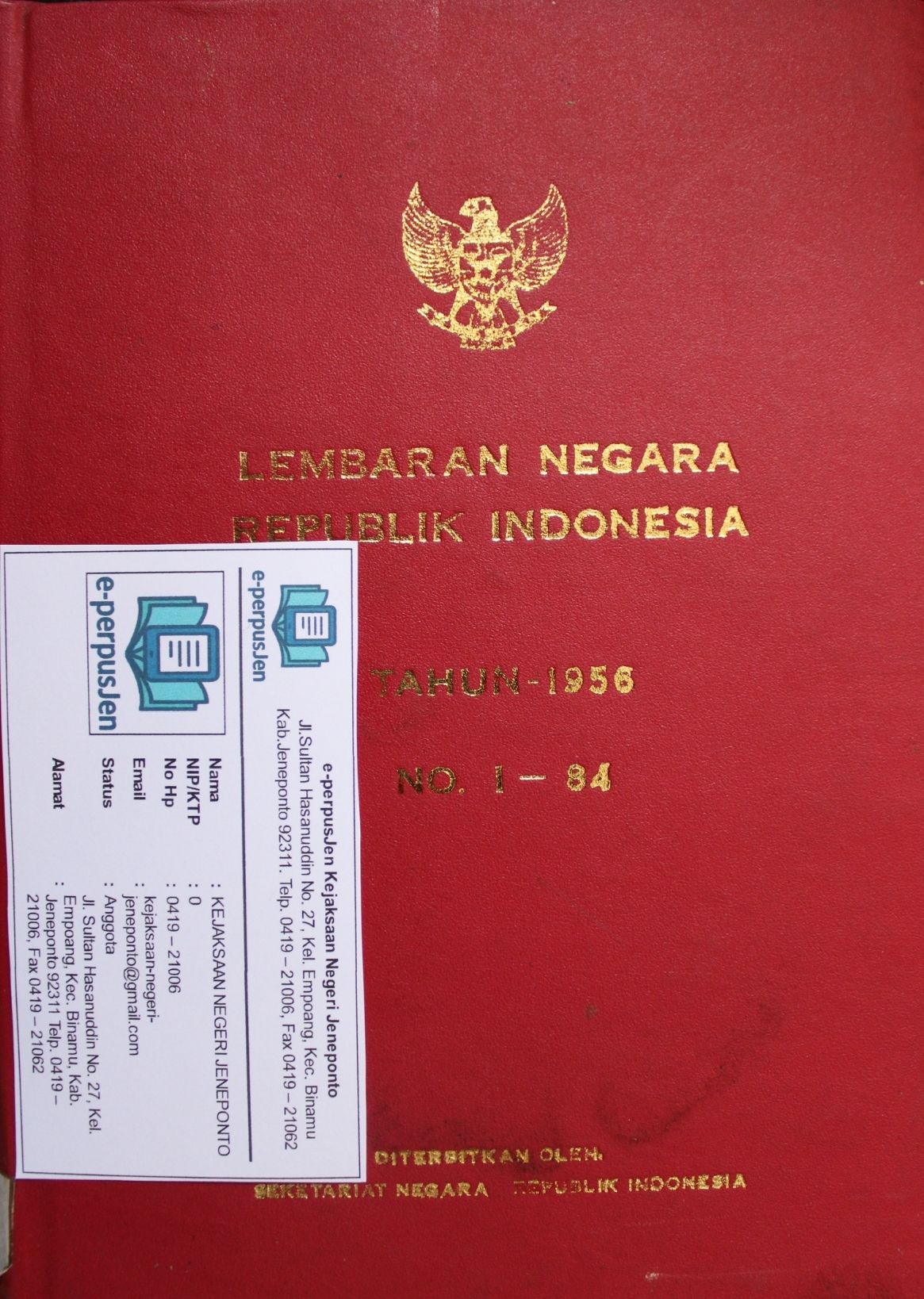 Lembaga Negara RI  No Urut 1-84